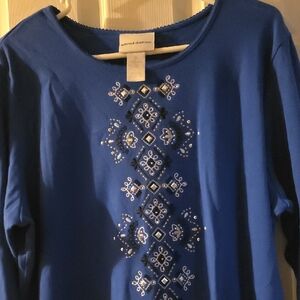Alfred Dunner Royal Blue Embellished Blouse